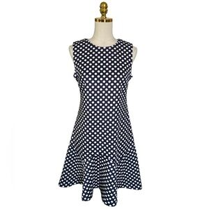 Shelby & Palmer Women’s Navy/White Polka Dot Fit & Flare Sleeveless Dress Size 8